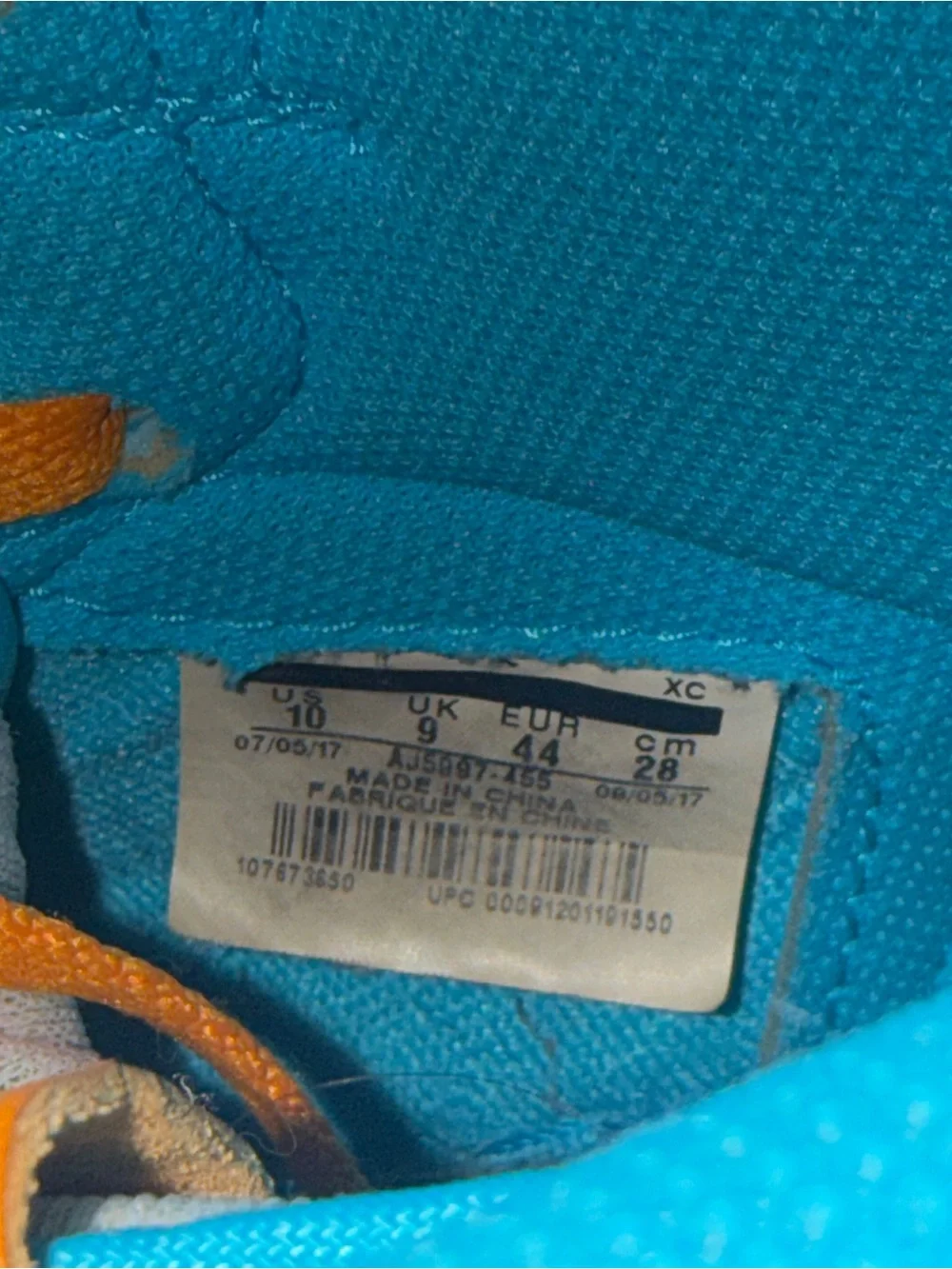 Nike Air Jordan 1 Blue Lagoon Gatorade Retro G8RD OG AJ5997-455 Mens Size 10